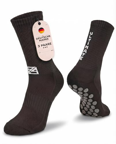 as ULTIMATE Football Socks & Grip Socks 3er Pack – Fußball-Socken Herren mit 6 Monate Anti-Loch Garantie – Antirutschsocken, rutschfeste Socken, blasenfrei & Grip Socken Fussball – Sport Socken Set