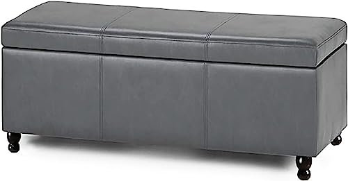 ASHILD Modern Leather Storage Ottoman For Living Room,Rectangle Lift Top End Of Bed Storage Bench,Solid Wood Storage Trunk Ottoman Multifunction Shoe Bench-G 100x45x42cm(39x18x17inch)