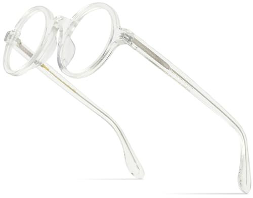 MUTYNE Acetat Brillengestell Herren Retro Vintage Runde Brillen Damen Brillenbrillen, Einheitsgröße, LEOPARD BIG 44MM