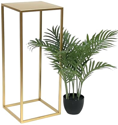 DanDiBo 96506 Tabouret à fleurs carré en métal doré - Table d'appoint - Colonne de fleurs - Support moderne pour plantes (70 cm)