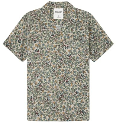 SPRINGFILED Camisa de Manga Corta Estampado Roots, Camisa Hombre, Beige, XL