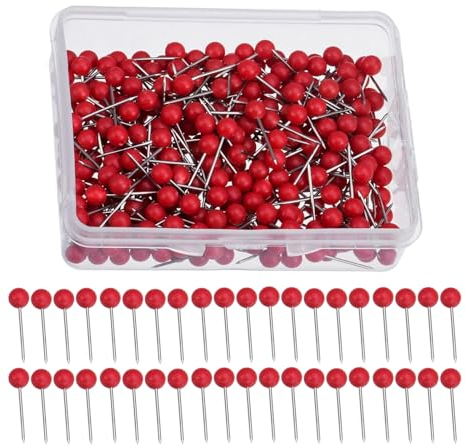 HUAZIZ 400 Stück Karte Nagel Pinnadeln, Rundkopf Stecknadeln, Kartennadel, Landkarte Pinnadeln, Karte Tacks Pins, Map Push Pins, Reißnagel, Metallischer Runder Kopf mit Edelstahlspitze, Rot, 4mm