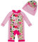 upandfast Baby UV Badebekleidung Mädchen Einteiler Badeanzug Baby mit Sonnenhut(12-18 Monate, Rosa Blume)