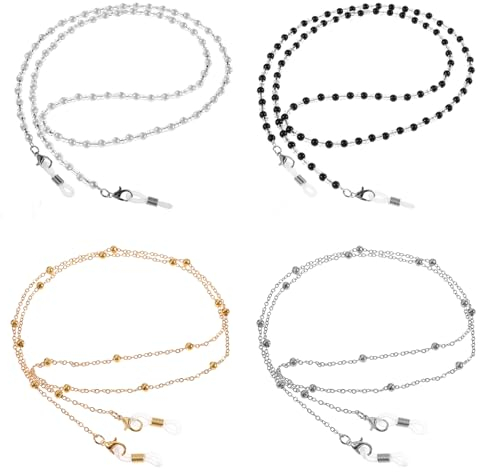 Yolev 4 Stück Brillenkette Damen Herren Sonnenbrillen Kette Brillenband für Herren um den Hals Schlüsselband Brillenkette Lanyards Sonnenbrillen Halskette Kettenzubehör