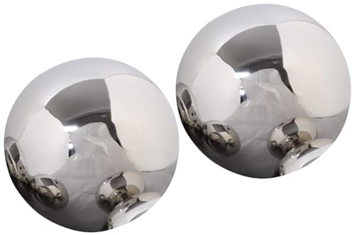 KYNAST Garden Edelstahl Deko Kugel 2er Set glänzend poliert Ø 15 cm Dekokugel Schwimmkugel