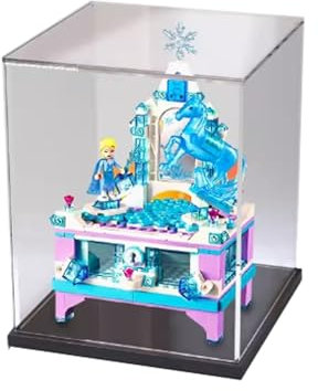 Diese Acryl-Display-Box ist geeignet für Lego, 41168 Schmuckkästchen, transparente Geschenkbox (Modell nicht im Lieferumfang enthalten) (schwarzer Sockel)