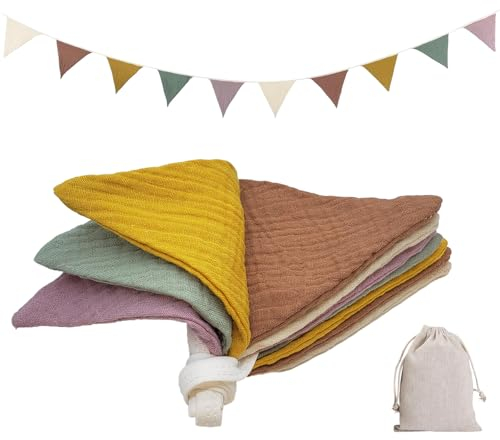 Goldenland Wimpelkette Kinderzimmer, Stoff Wimpelkette, Wimpelkette Musselin Baumwolle, Girlande Kinderzimmer Deko, Babyzimmer deko Mädchen & Jungen für Hausbett, Babybett, Wanddeko (Rosa Grün)
