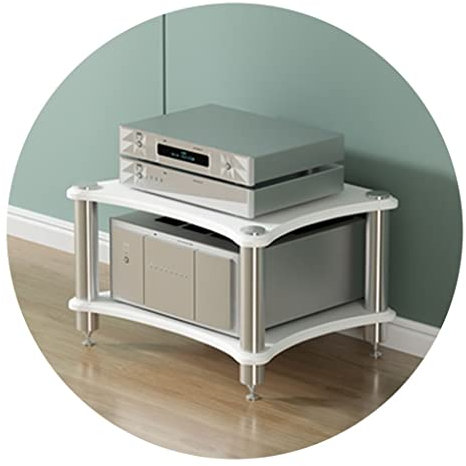 Gabinete De Audio HIFI De 2/3/4 Niveles Mueble Para TV Estantes De Almacenamiento De Medios De MDF De Alta Densidad Unidad De Medios De Entretenimiento En Rack Amplificador(Blanco,60*48*40cm(2Tier))