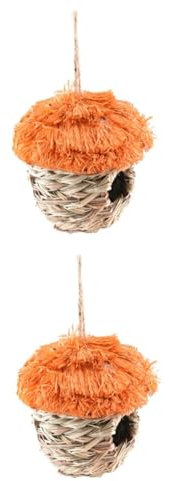 Kisangel 2stücke Handgewebtes Strohnest Für Kleine Haustiere Hängendes Vogelhaus Für Wellensittiche Und Nymphensittiche Natürlichen Rückzugsort Und