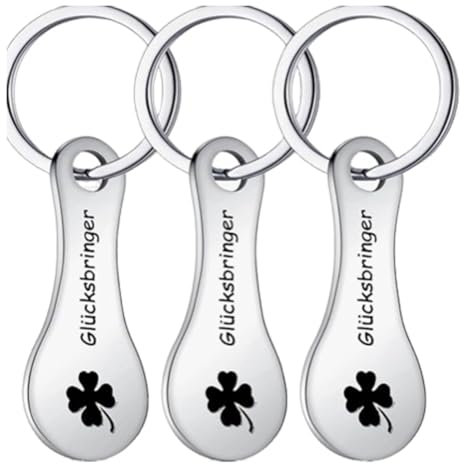 EYVRPAU 3 pièces déclencheur de caddie en métal, porte-clés amovible de caddie à puce, porte-clés de caddie en acier inoxydable