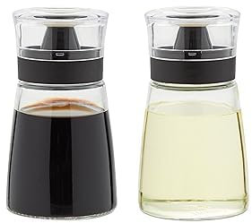 Chingcoo Auslaufsichere Ölspenderflasche für Outdoor-Camping, 160 ml Essig und Öl aus Glas, Gut Verschlossen Essig und Ölflaschen Set Camping Zubehör für Picknick Küche, 2er-Pack