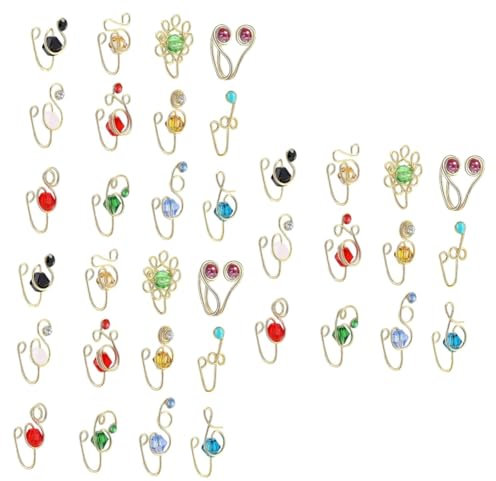 LIFKOME 36 Pièces Anneau De Nez Sans Piercing De Nez Anneau De Nez En Strass Faux Poignets De Nez Piercing Pour Le Nez Faux Anneau De Nez Bijoux De Nez Poignets De Nez