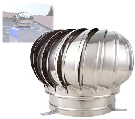 ZWDCVFGK Schornsteinkappe, drehbare Schornstein-Ventilatorkappe, Edelstahl-Schornsteinkappe, Anti-Downdraught-Spinner-Haube, für außen angebrachte vorhandene Ton-Rauchrohrziegel