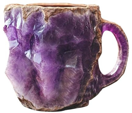 Mineral Crystal Coffee Mug, 400ml Natural Onyx Crystal Milk Mug with Handle, Large Capacity Easy to Clean Crystal Tea Mugs Favors for Friends Family Colleagues