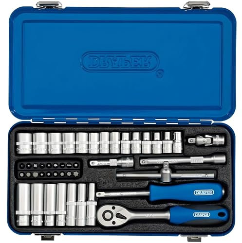 AMK® Draper 1/4 Square Drive Metric Socket Set 45 Piece Ratchet Wrench Sockets with Bits and Extensions