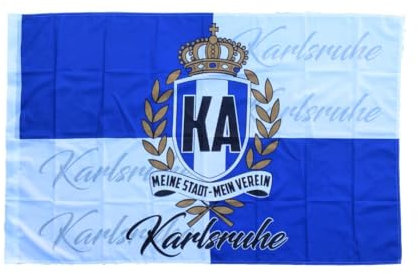 Karlsruhe Fahne - Meine Stadt-Mein Verein, Größe 90x150 cm, Flagge mit Hohlsaum, KA, 1894, Fussball, Fan, blau-weiss