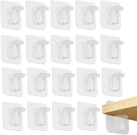 YOUNIEYO 20Pcs Self Adhesive Shelf Bracket, Shelf Support Pegs No-Drill, L-Shaped Transparent Shelf Support Pegs for Kitchen Clapboard Layer Cabinet Book Shelves, 7×7cm
