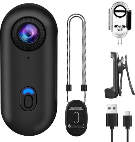 OBEST 360°Action Cam 1080P Unterwasserkamera 30m/98ft Wasserdicht WiFi Kamera 120°Weitwinkel Action Kamera, Motorrad Bodycam, Helmkamera, Multifunctional Accessories, Schwarz