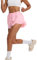 tanzdunsje Laufshorts Damen kurz Sportshorts 2 in 1,Tennis Gym Fitness RunningShorts mit 2 Taschen, Damen Schwarze Shorts Workout Sportrock Elastischer Bund, mit Innenfutter (M, Rosa)