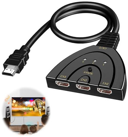 Swiftctrl HDMI-Switch, 4 K, 3 Eingänge, 1 Ausgänge, Adapter, automatische HDMI-Steckdosenleiste, 4 K, 1080P, Ultra Performance, für TV Fire Stick, PS5, Sky Box, X Box, Games Konsolen, DVD, PC