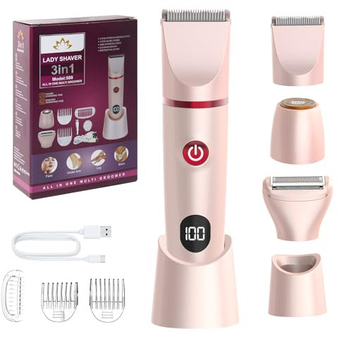 Bwaliffury Afeitadora Mujer, 3 en 1 Afeitadora Mujer, Rasuradora Mujer Zona Intima, Afeitadora Eléctrica Mujer, Wet&Dry,IPX7 Impermeable, Depiladora Mujers Zona Intima, para Axilas,Bikini,Piernas,Cara