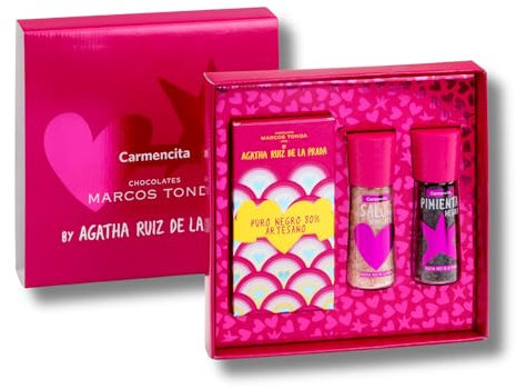 Chocolates Marcos Tonda - Pack de Chocolates para Regalar by Agatha Ruiz de la Prada con Molinillo Pimienta Negra en Grano y Sal del Himalaya de Carmencita