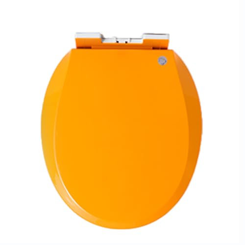 Brigtviee WC Sitz mit Absenkautomatik, O-Form WC Deckel aus PP, Toilettendeckel mit Schnellverschluss Für Leicht zu Reinigen, Klodeckel Toilettensitz Klobrille Toilettenbrille,Orange,36x41cm