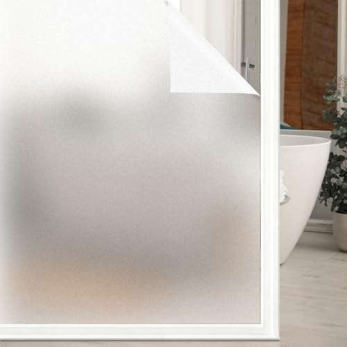 shinfly Fensterfolie Blickdicht 90 x 200 cm, Milchglasfolie Selbsthaftend Statisch Haftend, Sichtschutzfolie Fenster Innen ohne Kleber, Anti-UV Folie für Bad Büro Wohnzimmer(Matt)