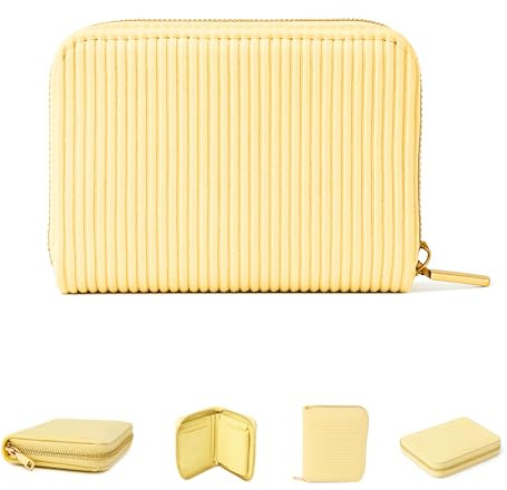 MillyMilk® Kord Geldbeutel Fondo – Mini Portemonnaie für Frauen – Pastellfarbene Stoff Geldbörse aus Cord für Damen klein – Damenbörse für Karten, Münzen & Scheine - Kompakt & formstabil (HONIGGELB)