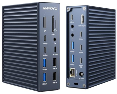 40Gbps Docking Station, 8K60Hz HDMI, 2,5 GbE Ethernet, SD/TF 4.0, 10 Gbps USB C/A 3.2 Gen2, 3,5 mm Audio, 40 Gbps Dock Compatible with Mac M1/M2/M3 Pro/Max and Thuderbolt 4 Devices
