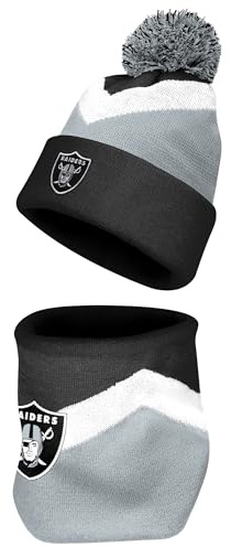 FOCO NFL Unisex-Erwachsene Offiziell lizenziertes Primär-Logo, Team-Farbe, 2er-Pack, Halswärmer, Gamasche und Strickmütze mit Bündchen, LAS VEGAS RAIDERS, One Size