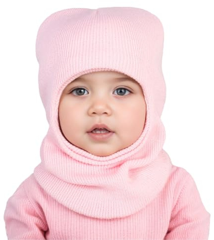 Kinder Wintermütze Warme Schal Schlupfmütze Strickmütze mit Kapuze | Fleece Weiche Schalmütze Mütze für Kleinkinder Jungen Mädchen 1-6 Jahre