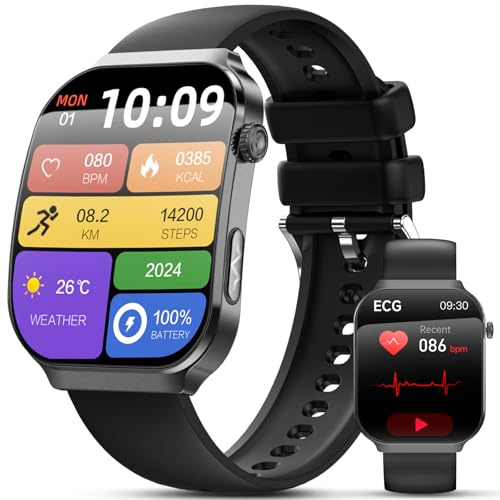 Lgnitek 2026 Smart Watch ECG+HRV/BMI, 2,2 Upgrade 3D-Curved-Display Bluetooth Calls Health Watch with Blood Pressure/SpO2/Heart Rate/Sleep Monitor/Mini-Health Check Fitness Watch for Android& iOS