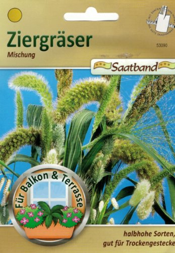 Ziergräser Mischung Saatband für Balkon & Terrasse halbhohe Sorten gut für Trockengestecke 53090