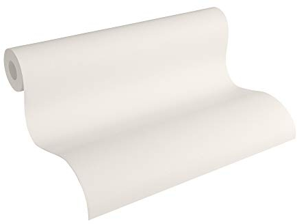 A.S. Création Vliestapete 10,05 m x 0,53 m mit dezenter Struktur - Creme - einfarbige Uni Tapete Made in Germany - 309112