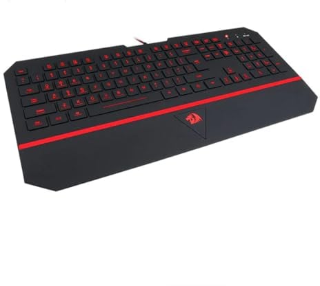 Redragon Gaming Tastatur K502 Karura LED Beleuchtete PC Gaming Tastatur Keyboard mit 104 Tasten Leise Flache Computer Tastatur mit Handballenauflage QWERTY Layout, Schwarz
