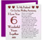 My Husband 6th Wedding Anniversary Card - On Our Iron Anniversary - 6 Years - Sentimental Verse I Love You