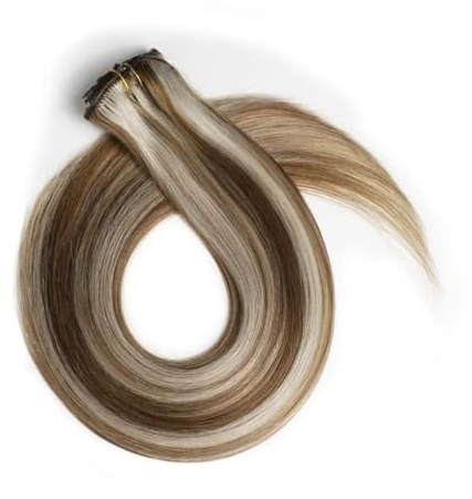 Haarextension Echthaar Clip in Extensions Remy Echthaar Extensions Clip Schwarz zu Braun mit Blond Haarverlägerung human hairgray raw virgin 100% remy i-tip hair russian nano