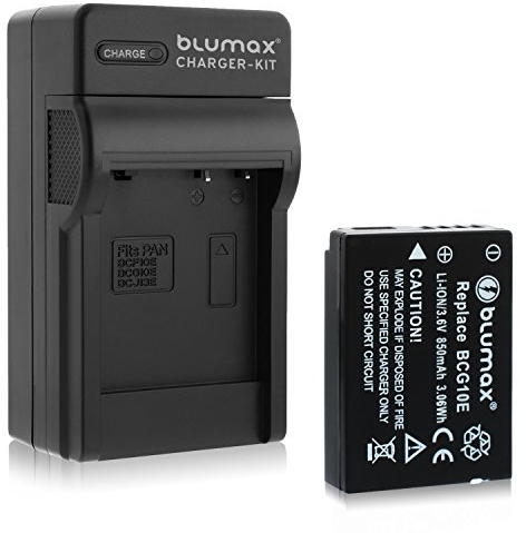 Blumax Batterie de rechange DMW-BCG10 / DMW-BCG10E 850 mAh + chargeur | Compatible avec Panasonic Lumix DMC 3D1 TZ36 TZ31 TZ25 TZ22 TZ18 TZ10 TZ8 TZ7 TZ6 ZX3 ZX1 Leica V-Lux 20, V-Lux 30, V-Lux 40