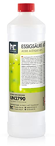 Höfer Chemie 6x 1 L Essigsäure 60% - optimaler Reiniger und Entkalker - Premium Qualität Made in Germany