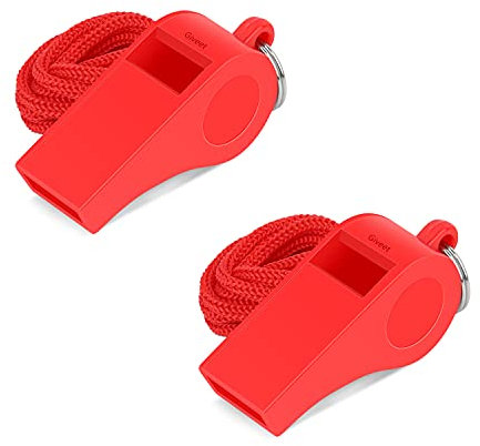 Giveet 3 Pieces Red Whistle mit Lanyards, dauerhafte Kunststoff-Pfeife für Indoor-Party-Sport