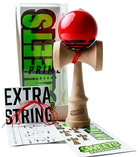 Sweets Kendamas Radar Prime Kendama – klebrige Farbe, perfekt für Anfänger, extra String-Zubehör-Geschenkpaket (rot)