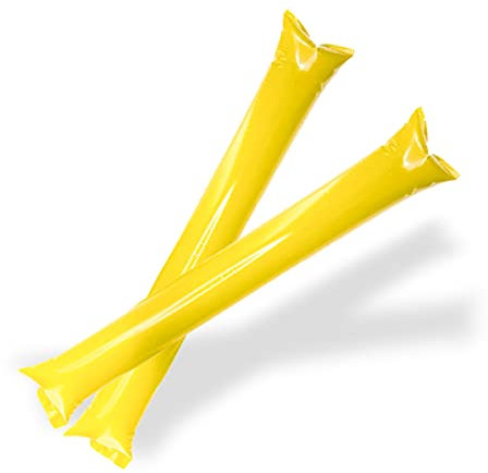 FUN FAN LINE - Confezione da 100 Pari Bastoni Gonfiabili Riutilizzabili | Bam Bam Thunder per Animazione Feste Calcio ed Eventi | Cotillon Sportivo e Celebrazioni (Giallo)