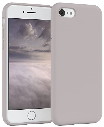 EAZY CASE Premium Silikon Handyhülle kompatibel mit iPhone SE (2022/2020) / iPhone 8/7, Slimcover mit Kameraschutz und Innenfutter, Silikonhülle, Schutzhülle, Bumper, Handy Case, Softcase, Rosa Braun