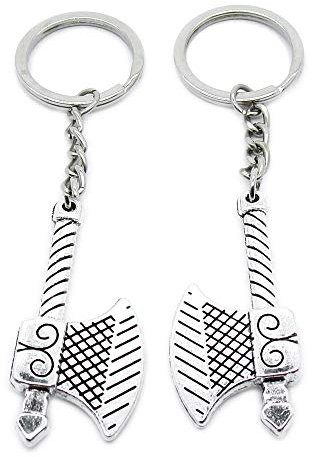 20 Pieces Antique Silver Tone Keychain Keyring Keytag AA4619 Ax Axe Hatchet Key Chain Ring Tag Jewelry Making Charms