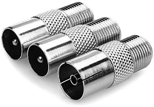 NANYI TV-Antennenstecker Koax-Stecker auf F-Buchse, Adapter, F-Typ, Schraubsockel, Buchse auf Buchse, 2 + 1 Stück