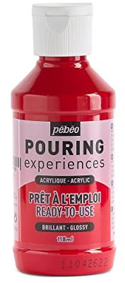 Pébéo Pouring Experiences Acrylfarbe zum Gießen-Gebrauchsfertig und Vorgemischt-Ideal für Fluid Art, Acryl, Magenta-Rot, 118 ml, 118 Milliliter