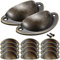 Poignée de Coquille, NALCY Bouton de Porte de Demi-Cercle en Fer Vintage, Rétro Poignee de Meuble,Fer Incurvé Bouton de Porte de Placard Retro, 82mm, Avec Vis (12 Pièces, Bronze)