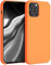 TechDealsUK Matte Silicone Liquid TPU Case Cover for Apple iPhone 12 Mini (5.4) (Orange)