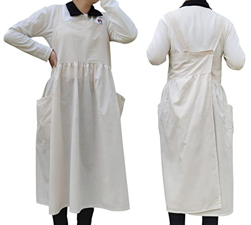 Quadratischer Overall aus Baumwollleinen, für Küche, Gartenarbeit, einfarbig, Blumenladen, Kittel, Beige, 92cmx110cm